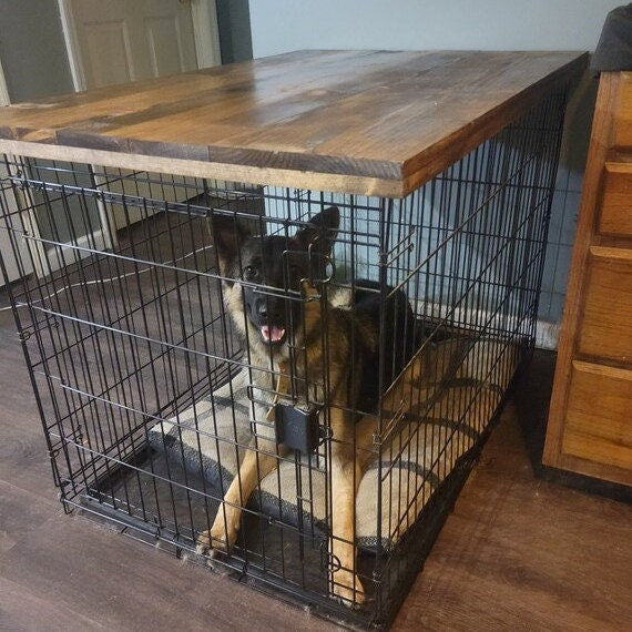 Crate Cover Rustic Crate Cover Kennel Dog Crate Dog Bed Farmhouse Kennel top Reclaimed Wood Table Top